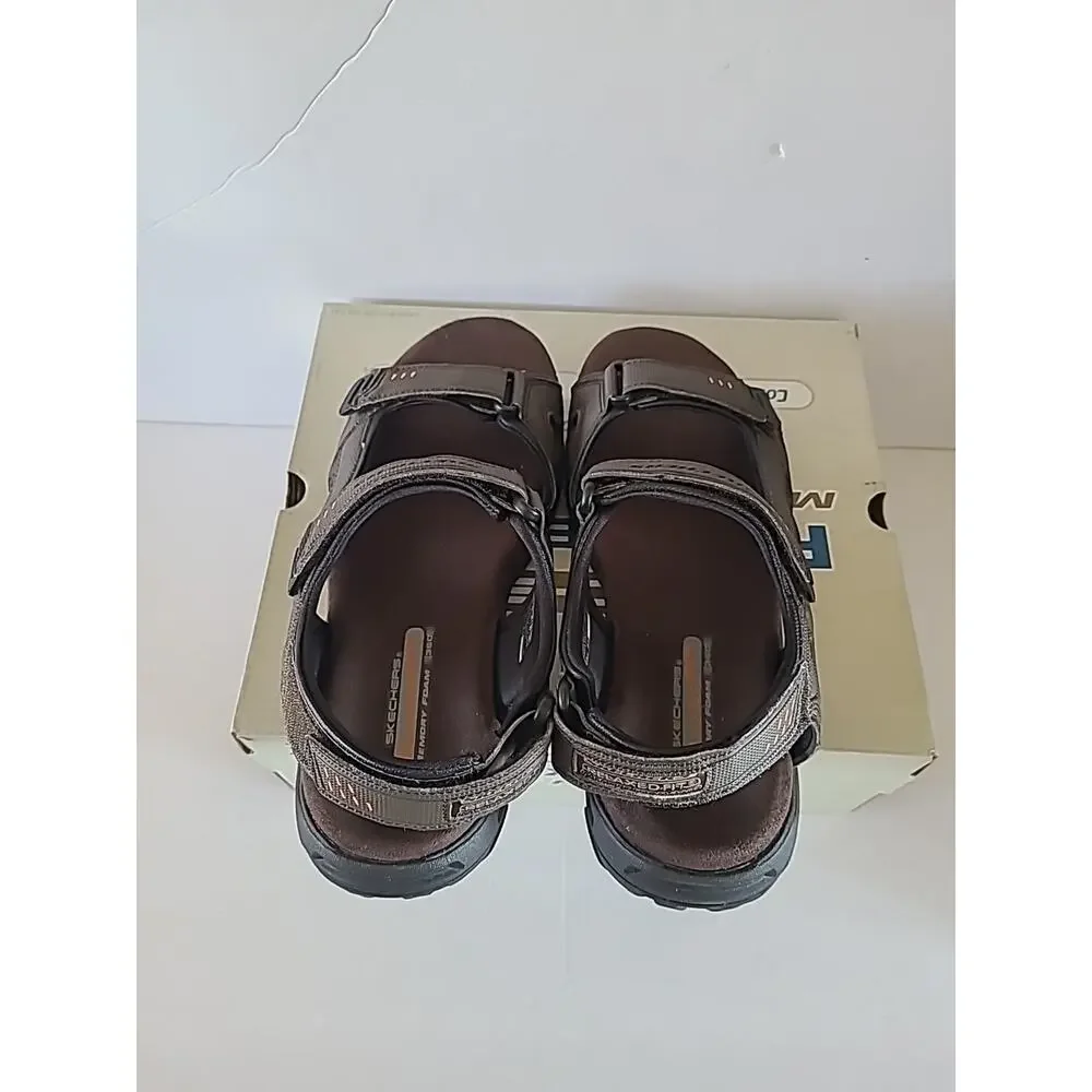Skechers Mens SZ 11 Garver Louden Brown Outdoor Sandals Adjustable Relaxed Fit